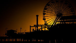 black ferris wheel, landscape, California, USA, sunset