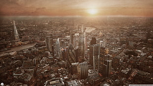 high-rise concrete buildings, London