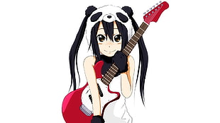 girl anime with red electric guitar