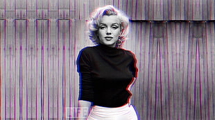 Marilyn Monroe, anaglyph 3D, Marilyn Monroe, hard nipples