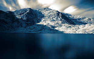 gray mountains, landscape, mountains, long exposure, snow HD wallpaper