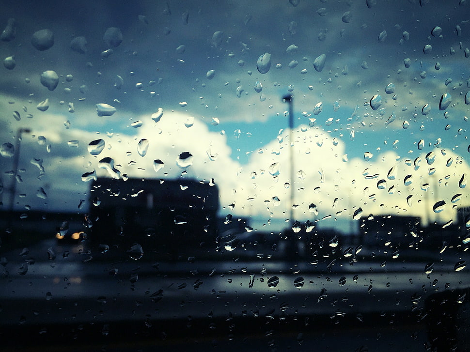Water droplets on glass, water, sky, water drops, dark HD wallpaper ...