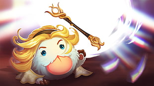 white and yellow puppy with wand, League of Legends, Poro, Lux (League of Legends) HD wallpaper
