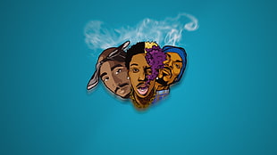 Tupac Shakur, Wiz Khalifa, Snoop Dogg illustration