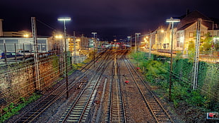 black train track, cityscape, city, trier (city), railway HD wallpaper