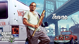 Grand Theft Auto Five Trevon digital wallpaper, Grand Theft Auto V, Rockstar Games, video game characters
