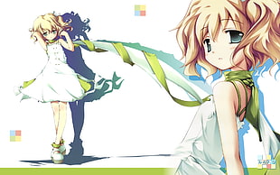 girl wearing green and white tank dress animated character screenshot HD wallpaper