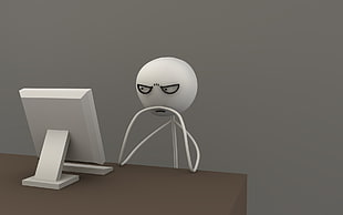 white flat screen monitor illustration, artwork, computer, memes, render