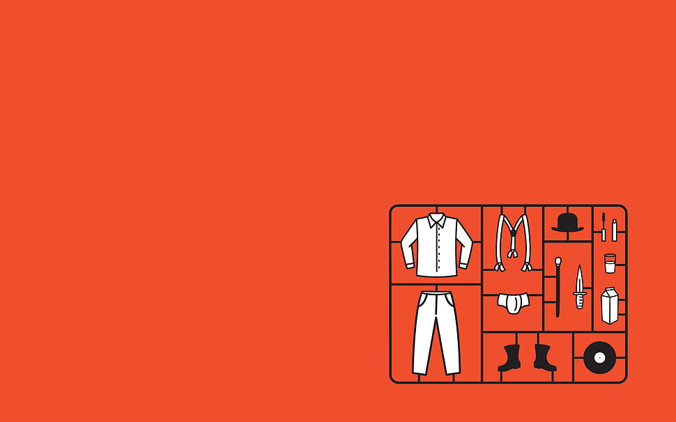 white coat and pants digital illustration, minimalism, A Clockwork Orange HD wallpaper