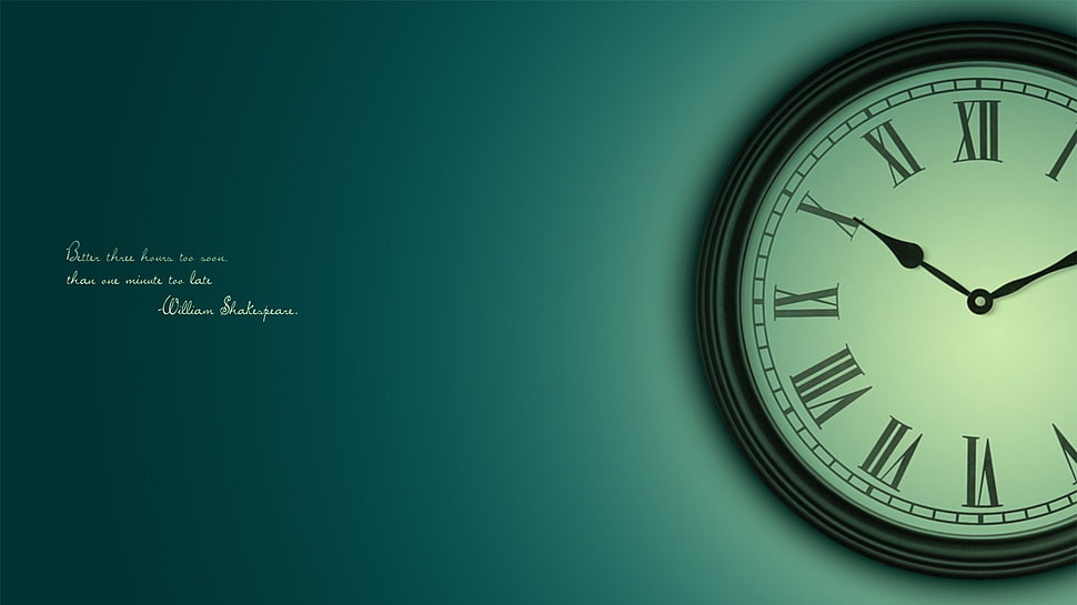 round black and white analog wall clock, time, quote, clocks HD wallpaper