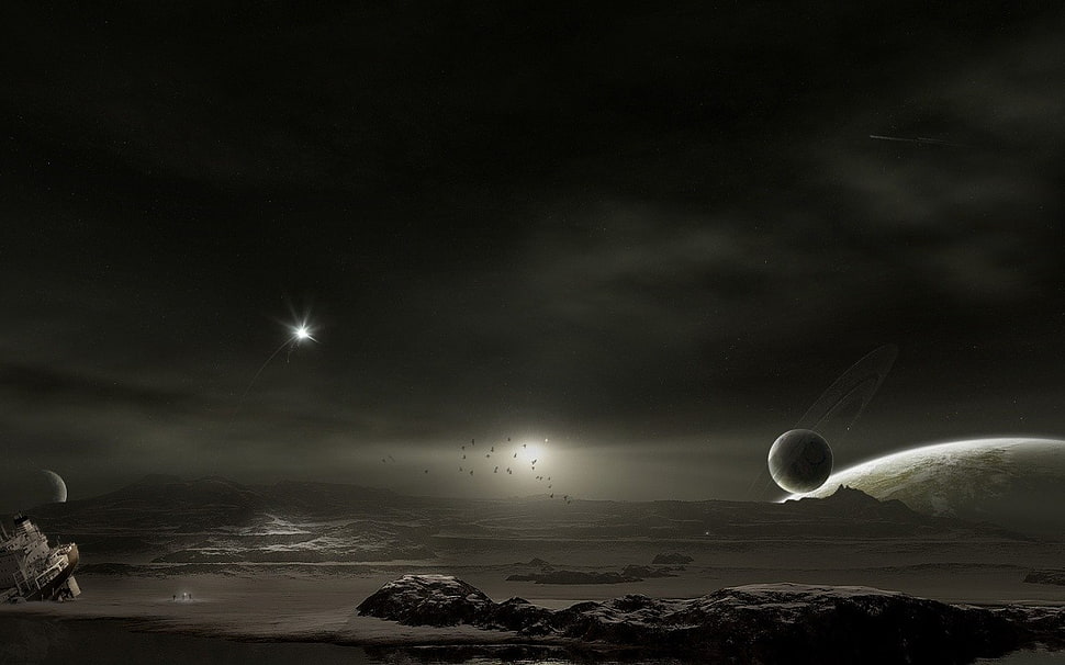 body of water, space HD wallpaper