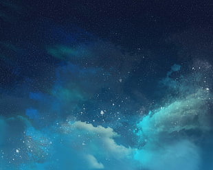 blue abstract painting, sky, nebula