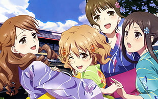four girl anime character photo