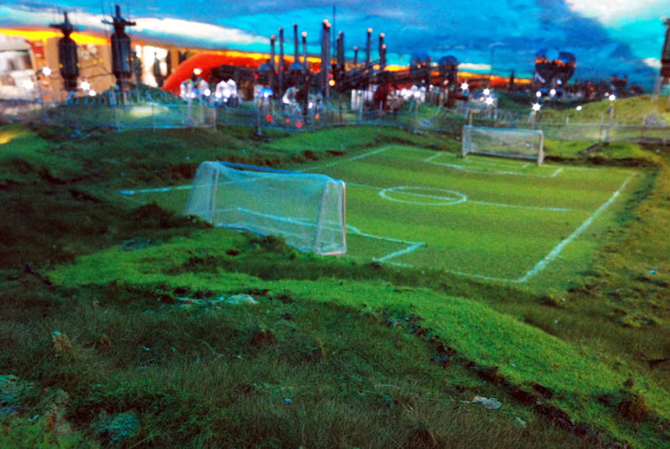 green grass soccer field concept HD wallpaper