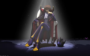 man wearing red and black cape illustration, Code Geass, Lamperouge Lelouch, Zero, anime