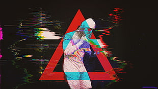 person wearing pink bottoms illustration, glitch art, abstract, triangle, papa franku HD wallpaper