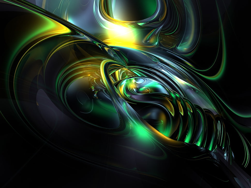 green , black and yellow abstract illustration HD wallpaper
