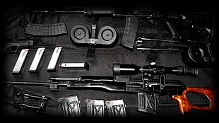 black sniper rifle, PSL, saiga , Dragunov, sniper rifle HD wallpaper
