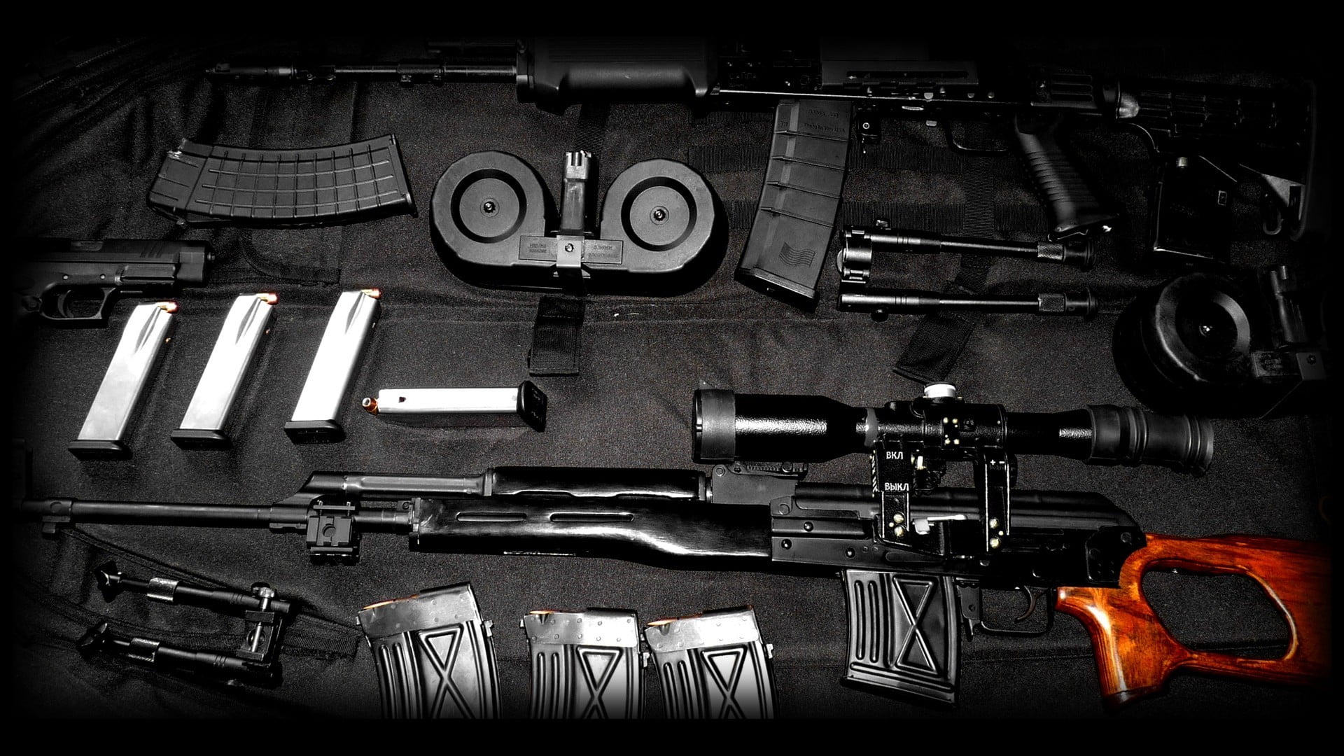 black sniper rifle, PSL, saiga , Dragunov, sniper rifle