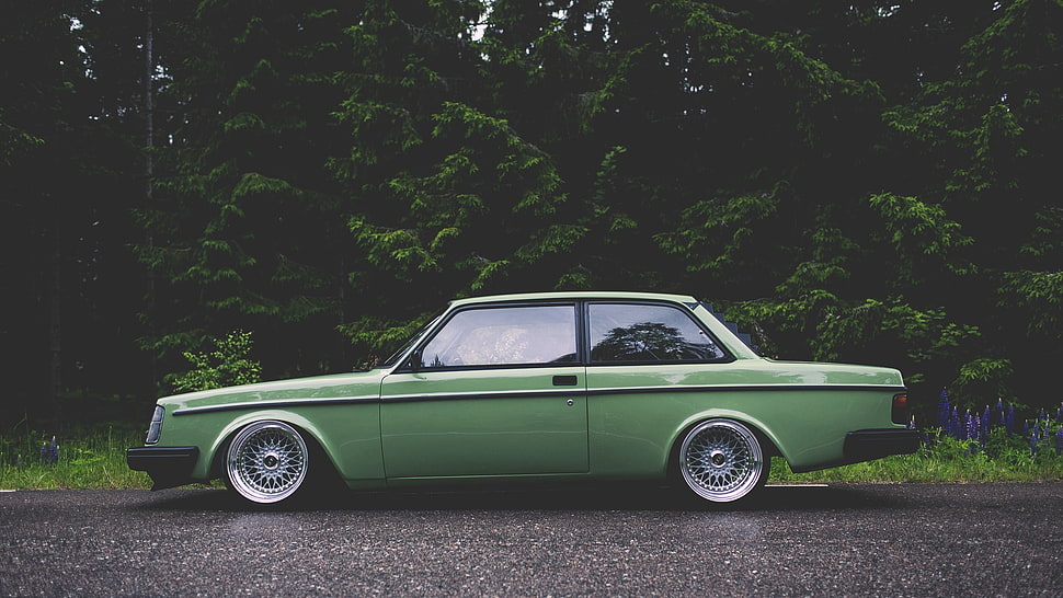 classic green coupe, Volvo, Volvo 240 HD wallpaper