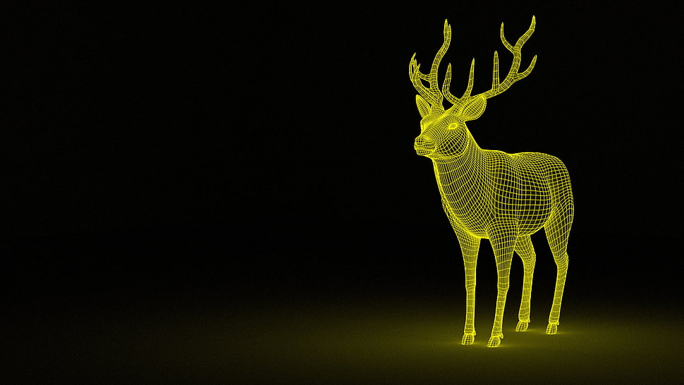 yellow and red Deer digital wallpaper HD wallpaper