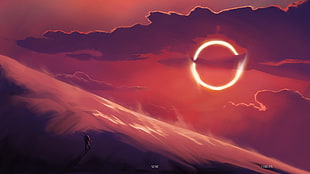 sunset illustration, Carlos Alan, space art, artwork