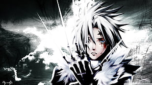 man with claw anime illustration, D.Gray-man, anime, Allen Walker