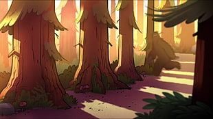 green leafed trees illustration, Gravity Falls