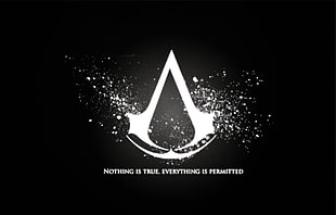 Assassin's Creed logo, Assassin's Creed, typography, monochrome, video games