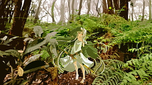 green and white fairy illustration