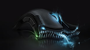 black LED gaming mouse, Razer, computer mice