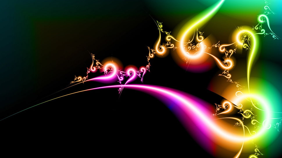 purple, green, and black abstract wallpaper HD wallpaper