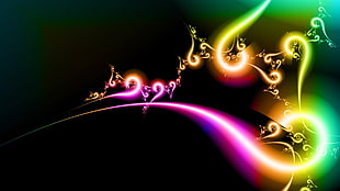 purple, green, and black abstract wallpaper