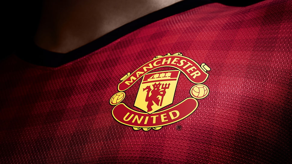 red Manchester United V-neck sport jersey, Manchester United  HD wallpaper
