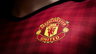 red Manchester United V-neck sport jersey, Manchester United  HD wallpaper
