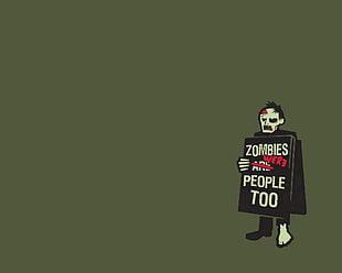 Zombies we are people too illustration, quote, humor, dark humor, minimalism HD wallpaper