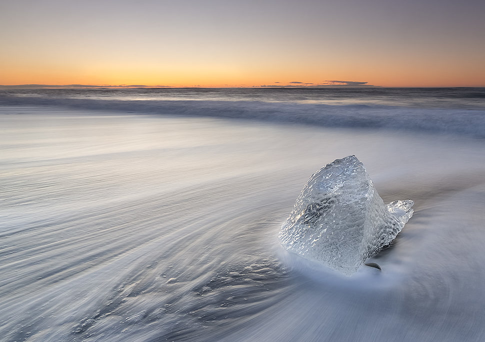 aerial photo of ice cube in winter, iceland HD wallpaper