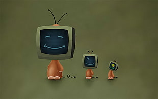 gray CRT TV illustration, cartoon HD wallpaper