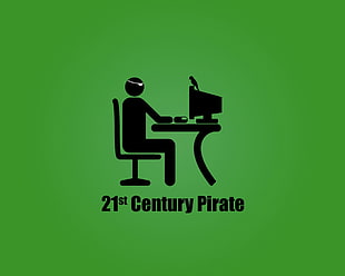 green background with text overlay, simple background, piracy, minimalism, computer