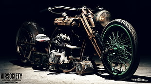 black chopper motorcycle HD wallpaper