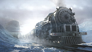 steam engine train poster HD wallpaper