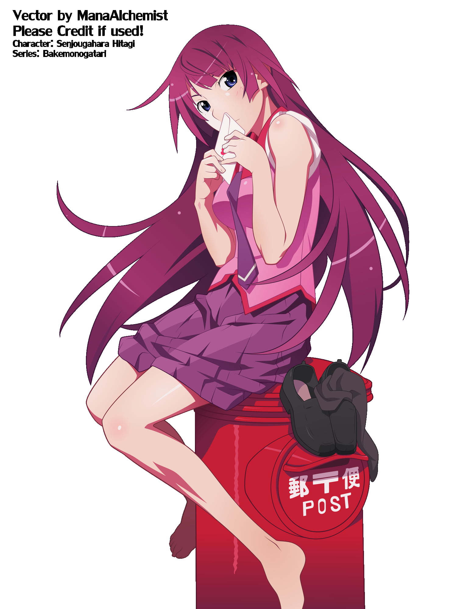 red haired female anime character, anime, Monogatari Series, Senjougahara Hitagi, blue eyes