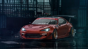 red coupe, car, Toyota, tuning, Scion FR-S