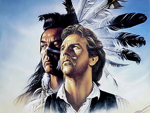 man and male Native American looks heavenwards