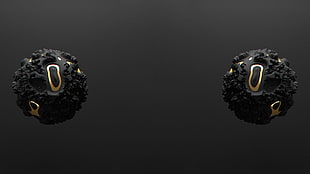 two black stone 3D splash art, 3d object , gold, minimalism
