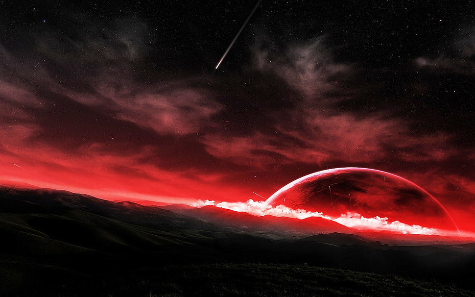 falling star, space art HD wallpaper