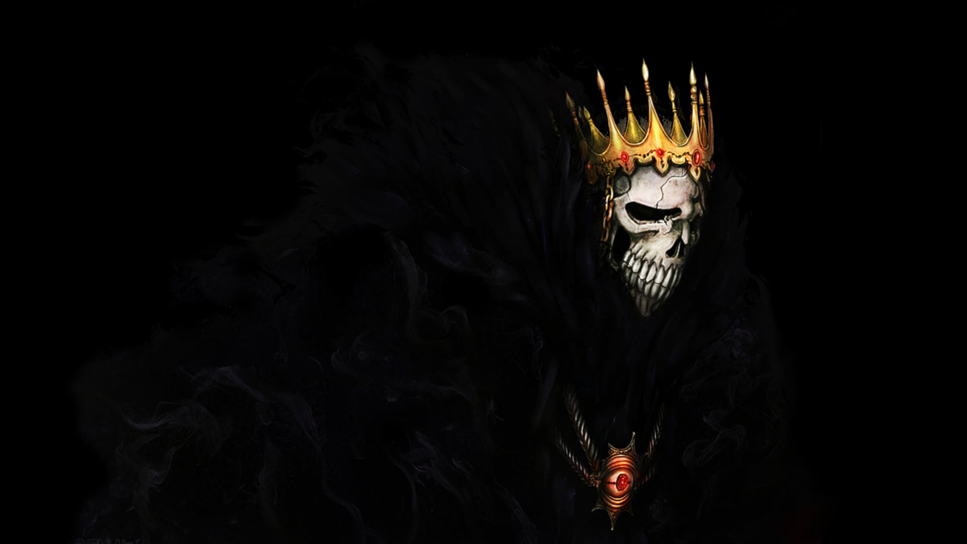 digital art of skull wearing crown