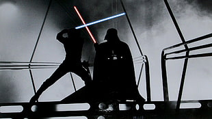 silhouette of Star Wars Darth Vader illustration, Star Wars, lightsaber, Darth Vader, Luke Skywalker