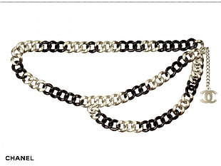 gold-colored cuban-link chain chanel necklace