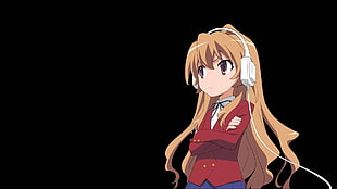 female wearing headset anime illustration HD wallpaper